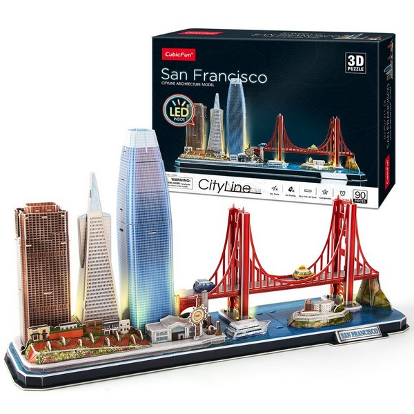 Cubic Fun - Пъзел 3D Cityline San Francisco 90ч. с LED светлини